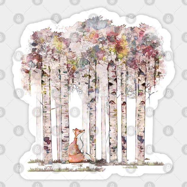 Rex Fox in the forest watercolor style Sticker by Collagedream